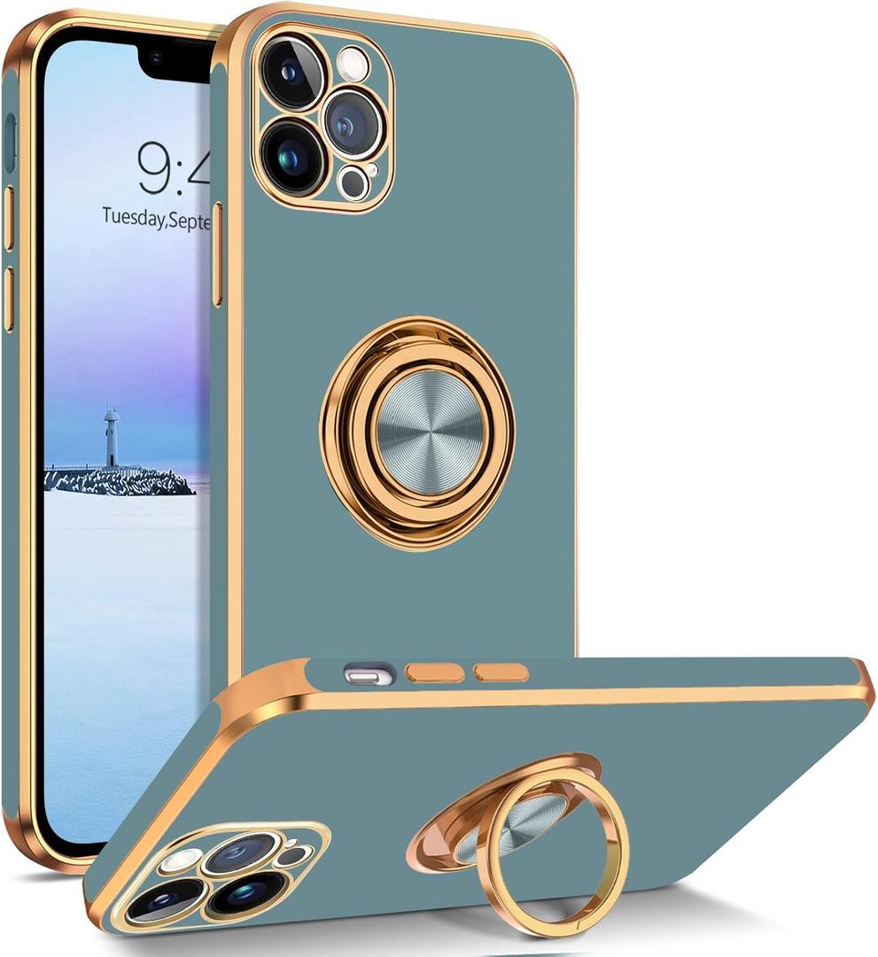 BENTOBEN for iPhone 13 Pro Case, iPhone 13 Pro Phone Case with 360 Ring Holder Kickstand Magnetic Car Mount Supported Protective Girls Boys Women Men Cases Cover for iPhone 13 Pro 5G 6.1 inch, Gray