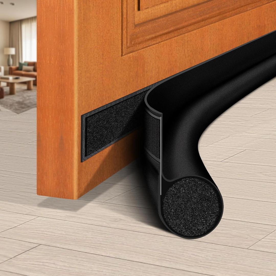 HomeProtect Door Draft Stopper 36" Door Draft Blocker Door Guard Reduce Cold Air, Light, Odor, Soundproof Door Sweep for Bottom of Door Weather Stripping Door Seal Fit for Interior/Exterior Black