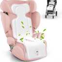 Baby Stroller Cooling Pad, Car Seat Cooler with 2 Built-in Blower Fan| 10h max Runtime & 10000mAh Battery | 3-Speed Adjustable & Breathable 3D Mesh, Carseat Cushion, Baby Essentials in Summer (Pink)
