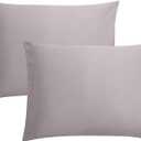 FLXXIE Pillow Cases Standard Size, Soft Microfiber Pillow Covers with Envelope Closure, Wrinkle, Stain Resistant Pillowcases, 2 Piece Set, 20x26, Smoky Grey