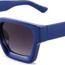 FEISEDY Retro 90s Square Sunglasses for Women Men Trendy Chunky Rectangle Sunglasses UV400 Protection B2385 (009 Blue | Gradient Grey Lens)