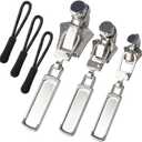 Zipper Repair Kit, 3 Different Sizes Zipper Slider Replacement, Quick Install Zip Detachable Pulls Heads with 6 Pcs Zipper Pulls for Jackets, Luggage, Backpack, Bags(Silver/SML)
