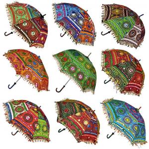 Bohemian Handmade Design Cotton Multi Color Cotton Fashion Multi Colored Umbrella Embroidery Boho Umbrellas Parasol 5 Pcs Lot