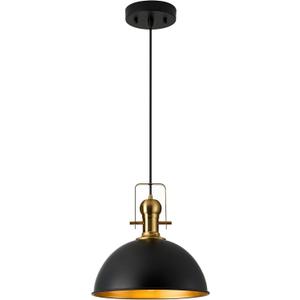 12 Inch Black Farmhouse Pendant Lights Matte Pendant Lights for Kitchen Island Industrial Adjustable Height Vintage Dome Hanging Light Fixtures for Barn, Dining Room 1 Pack