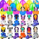 AMENON 12 Pack Easter Eggs with Transform Car Toys For Boys, Easter Basket Stuffers Transform Vehicle Robot For Kids Boys Easter Egg Hunts Classroom Prize Supplies Fillers Party Favors