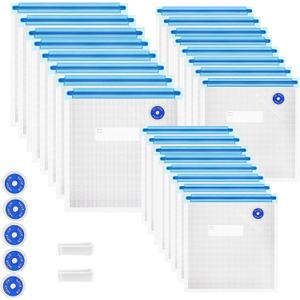 Sous Vide Bags 31 Pcs (24 Pcs Vacuum Zipper Bags & 2 Seal Clips & 5 Air Valves),Reusable BPA Free Vacuum Sealer Bags Vacuum Food Storage Bags for Cooking/Food Storage/Microwave Heating