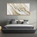 Abstract Canvas Wall Art Large Size Modern Art Paintings Abstract Painting With Golden And White Lines Minimalist Artwork Decor For Living Room Bedroom Corridor Framed 29" X 58"