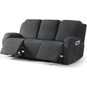 Timeles Recliner Covers for 3 Seater Reclining Sofa Slipcover Furniture Protector for Dogs and Pets Stretch Soft Washable (Three-Seater, Dark Gray)