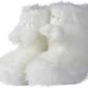 Forfoot Slipper Boots, Cozy Indoor Booties for Women, Fluffy Comfortable House Shoes Fuzzy Anti-Slip Boots Winter (Large, White Fur)