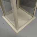 JHY DESIGN Decorative Candle lantern-10inch High Vintage Style Hanging Lantern Metal Candleholder for Indoor Outdoor Events Parities and Weddings (White with Gold Brush)