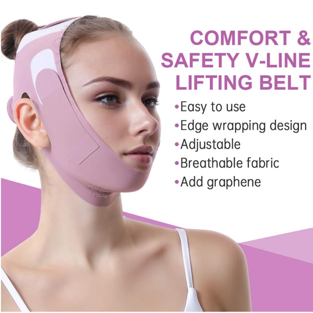ROWMATE Graphene V-Line Mask Chin Up Mask V Shaped Face Mask Chin strap for sleeping,Jawline Shaper,Lilac,Medium
