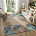 LIVEBOX Modern Easy Jute 5x7 Outdoor Rug, Washable Area Rugs for Living Room Patio Tropical Leaf Indoor Outdoor Rug, Boho Farmhouse Non Slip Carpet for Backyard Foyer Dining Room(Olive, 5'x7')