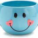 Adorable Blue Smiley Face/Happy Face Planter/Candy Dish with Hearts