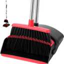 Broom and Dustpan Set, Broom Dustpan Combo Set for Home Commercial Cleaning Supplies Angle Broom with Long Handle Perfect for Courtyard Garage Street (Broom-red)