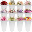 Homegroove 12 Pcs Plastic Flower Buckets, 13.4 Inch Square Floral Display Stand, Tall Vase for Cut Flowers, Indoor/Outdoor Home Wedding Bar Supplies, Large