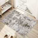 2x3 Area Rug Washable Small Rugs for Kitchen Bathroom Entryway Bedroom Low Pile Indoor Doormat Modern Abstract Carpet Mat for Living Room Front Door Decor - Dark Brown