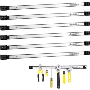 6 Pieces 24" Magnetic Tool Holder Strip, Stainless Steel Surface Tool Magnet Bar, Metal Tool Organizer Rack for Garage Organization, Easy To Install in Workshop, Mounting Screws Included