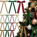 48 Pcs Velvet Christmas Wreath Bow Bulk Christma Velvet Bow Vintage Ribbon Bows Xmas Tree Bows for Christmas Autumn Garland Wedding Decoration 3 Size Width of 3/8'' 5/8'' 1'' (Classic Color)
