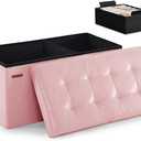 HAUSFRAU Ottoman with Storage Bench Folding Foot Rest Baby Pale Pink
31.5", Flip Lid, Small Upholstered Foldable Footrest Footstool, Bedroom Bench, Living Room Dorm Ottoman, Faux Leather