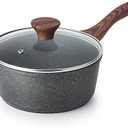 SENSARTE Nonstick Saucepan with Lid, 1.5 Quarts Small Pot with Swiss Granite Coating, Stay-cool Handle, Multipurpose Handy Sauce Pot Small Kitchen Cooking Pot, Induction Comptable, PFOA Free