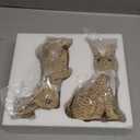 Rattan Effect Resin Easter Bunny Figurines Decor 2 PCS Wicker Looking Rabbit Decorations with Bow for Spring Table Centerpieces Indoor Farmhouse Home Decor (Large Rattan)