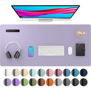 Aothia Leather Desk Pad - Protector and Blotter, Mouse Pad and Office Mat, Non-Slip PU Leather Laptop Desk Pad, Waterproof Writing Pad for Office and Home (36" x 17", Lavender)