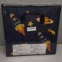 YOHOOLYO 2 In 1 Toy Storage Play Mat, Storage Box for Kids Children Space Adventures Design,Nursery, Playroom, Basket for Building Bricks Blocks Collapsible Cube Bin, 16.9"x16.9"x16.9"