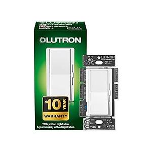 Lutron Diva LED+ Dimmer Light Switch for Dimmable LED, 150 Watt, Single-Pole or 3-Way, DVCL-153P-WH, White Pack with 10