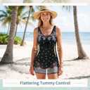 Women's Tummy Control Swimdress One Piece Swimsuits Modest V-Neck Mesh Bathing Suits with Built-in Bottom (XL)