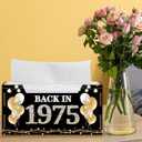 Roetyce 50th Birthday Decorations Men Women, Wooden Vintage Back in 1975 Napkin Holder(1PC), 50th Birthday Gift for Him or Her, Black Gold 50 Years Old Party Supplies, Dining Table Napkin Tray