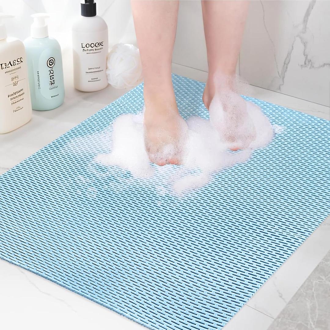 Square Shower Mat: 32"x32" Extra Large Non Slip Shower Mats for Inside Shower, Trimmable PVC Anti Slip Shower Stall Mats, Quick Dry Stand Up Shower Mat for Elderly, Kids