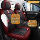 Car Seat Covers for 2 Seats - Nappa Leather 3D Foam Back Support, Super Breathable, All Season Car Seat Cushion with Storage Bags, Universal Fit for Most Cars, Colour- Red Black