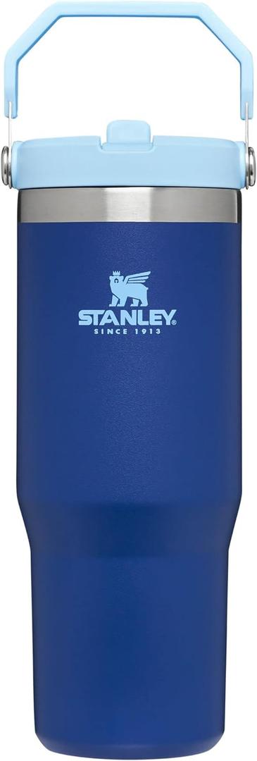 STANLEY IceFlow Flip Straw Tumbler with Handle 30 oz | Twist On Lid and Flip Up Straw | Leak Resistant Water Bottle | Insulated Stainless Steel |BPA-Free | Lapis