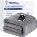 Westinghouse Heated Twin Blanket - Electric With 10 Heating Levels, 1-12 Hours Auto Shut Off, Fast Warming, Machine Washable (62x84 Inches, Light Grey)