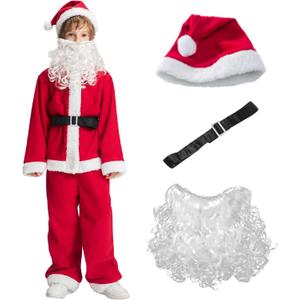 IKALI Christmas Santa Claus & Elf Costume Holiday Cosplay Party Dress-up Suit Outfit for Boys Girls Kids Toddlers (Red)