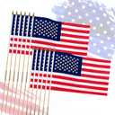 12 Pack 12x18 Inch Handheld American Flags on Stick - Patriotic American Flags for Outside, USA Stick Flag Perfect for Independence Day, Memorial Day, 4th of July Decorations (12)