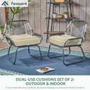 Favoyard Patio Chair Cushions 19 x19 Inch Water Resistant & 3-Year Color Fastness Outdoor Chairs Cushion for Seat Dining Rocking Wicker Chair Cushion With Tie Straps Tufted Square Pads, Beige, 2 Pack