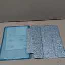 INFILAND for iPad 9th/8th/7th Generation - 10.2 inch Glitter Case, Blue with Clear Back, Pencil Holder for Kids