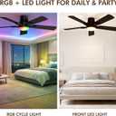 42" RGB Ceiling Fans with Lights, Low Profile Ceiling Fan with Light, RGB+3CCT 6 Wind Speeds, App & Remote Control, Flush Mount LED Fan Light, Fandelier Ceiling Fan for Bedroom, Living Room