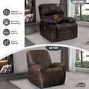 ANARACHON Leather Look Recliner Chair Covers, 4-Pieces Stretch Recliner Cover, Soft Reclining Chair Slipcover, Washable Furniture Protector for Lazy Boy Recliner (1 Seater, Brown)