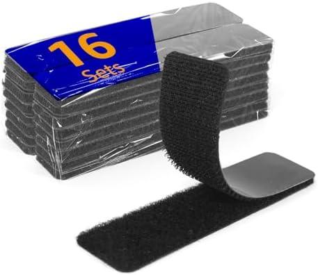 BESTAPE 64 Sets 1 x 4 inch Adhesive Hook and Loop Fastener Strips, Heavy Duty, Strong Back Adhesive, Double-Sided Hook and Loop for School, Classroom, Office, and Home Use, Black
