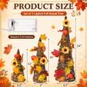 Jenaai 3 Pcs Lighted Fall Table Tree Decor, Thanksgiving Cone Tree Decor