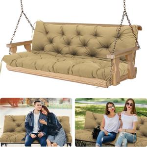 Porch Swing Cushions Outdoor 48 inch Swing Replacement Cushions Thicken 5" Waterproof Bench Cushion with Backrest Swing Cushions for Outdoor Furniture Patio Garden Backyard (Khaki 48x40x5inch)