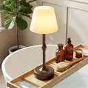 IP65 Waterproof Shower Lamp for Bathroom, Cordless Lamp Rechargeable Battery Operated, 3-Colors Dimmable Wireless Touch Lamp for Bathtub, Shower Light, Bath Light and Relaxing Routines, 1 Pack (Small, Walnut)