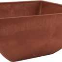 PSW Pot Collection 12x6 inch Plastic/Stone/Wood Composite Square Planter No Drainage Hole (Drillable), Modern Indoor/Outer Pot for Flowers, Foliage, Succulents, Fairy Gardens Terra Cotta Color