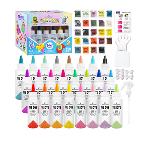 Pack Of 2 24 Colors Tie Dye Kit, Tie Dye Set for Kids, Pre-Filled Bottles, Non Toxic Permanent Fabric Dye Art Set, Easy DIY Fabric Art - Create Fun (24 Colors)