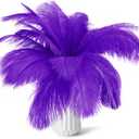 80pcs 15-17 inches (38-43 cm) Purple Natural Bulk Ostrich Feathers Kit. Kits Contain 8-10 inches of Feathers and 7 inches of Feather Sticks.for Various DIY Projects.(Purple)