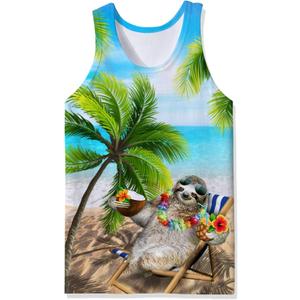 Goodstoworld Mens 3D Tank Top Novelty Graphic Breathable Quick Dry Sleeveless Beach Shirt S-4XL (L)