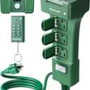 DEWENWILS Outdoor Power Stake Timer Waterproof, 100FT Range Remote Control Outlet Timer, 6 Grounded Outlets 6FT Cord, Photocell Dusk to Dawn, for Lights, Garden, 1875W/15A UL Listed