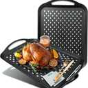 ECOIOU Larger Nonslip Food Serving Tray, 17.9'' x 12'' Grippy Handles Surface Bottom Design, Perfect Trays for Eating, Lap, TV, Couch, Black, Set of 2